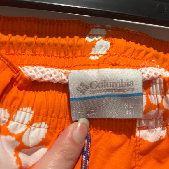 Columbia Orange Clemson Tigers Swim Shorts with White Paw Prints size XL NWT - Picture 5 of 9